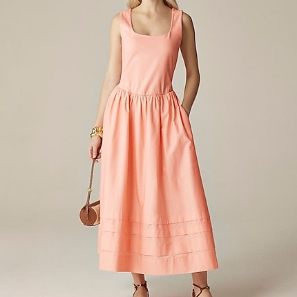 J.Crew Drop-waist Mixy Dress Peach SZ M nwt - Picture 10 of 13